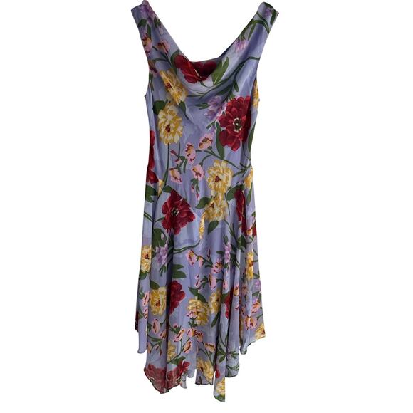 Signature by Robbie Bee Dresses & Skirts - VTG Robbie Bee Size 8 Sleeveless Floral Midi Dress Cowl Neck‎ Handkerchief Hem